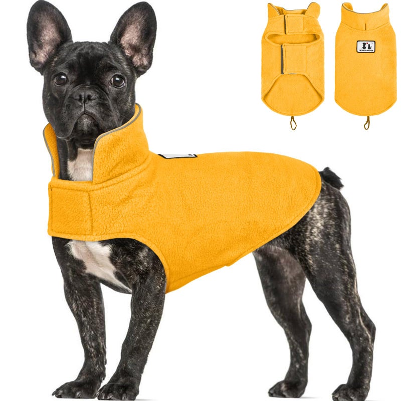 DENTRUN Reversible Dog Coat - Windproof Polar Fleece Vest with Reflective Neck Strips, Hook & Loop Closures, Sleeveless Cold Weather Jacket for Small Dogs (XS, Tiny Dogs Gear) - Image 1